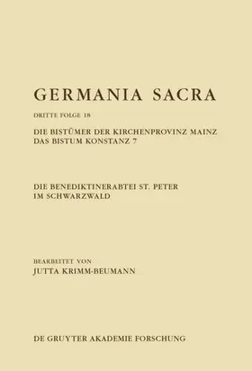 Krimm-Beumann |  Die Benediktinerabtei St. Peter im Schwarzwald. Die Bistümer der Kirchenprovinz Mainz. Das Bistum Konstanz 7 | eBook | Sack Fachmedien