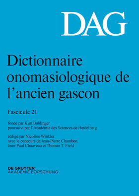 Baldinger / Winkler | Dictionnaire onomasiologique de l¿ancien gascon (DAG), Fascicule 21, Dictionnaire onomasiologique de l¿ancien gascon (DAG) Fascicule 21 | Buch | 978-3-11-066384-6 | sack.de