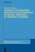Baricci |  Saggio di glossario dialettale diacronico (A–B) del «Baldus» di Teofilo Folengo | Buch |  Sack Fachmedien