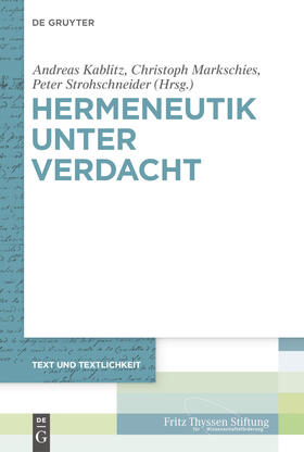 Kablitz / Markschies / Strohschneider |  Hermeneutik unter Verdacht | eBook | Sack Fachmedien