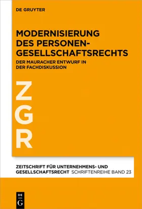Bergmann / Drescher / Fleischer | Modernisierung des Personengesellschaftsrechts | Buch | 978-3-11-071866-9 | sack.de