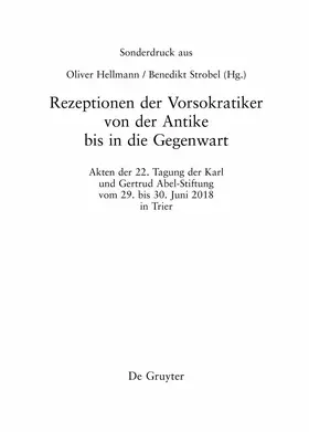 Hellmann / Strobel | Rezeptionen der Vorsokratiker von der Antike bis in die Gegenwart | E-Book | www.sack.de
