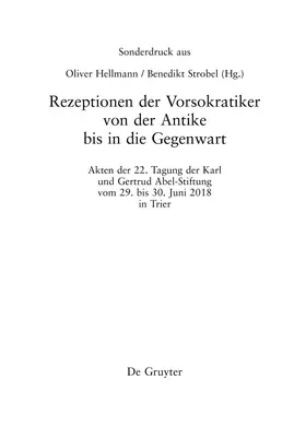 Hellmann / Strobel |  Rezeptionen der Vorsokratiker von der Antike bis in die Gegenwart | eBook | Sack Fachmedien
