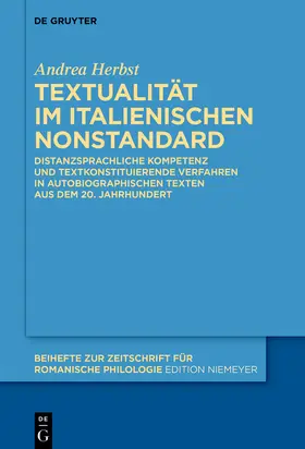 Herbst |  Textualität im italienischen Nonstandard | Buch |  Sack Fachmedien