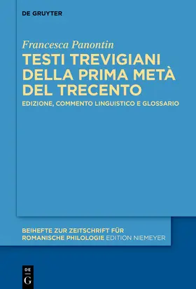 Panontin |  Testi trevigiani della prima metà del Trecento | Buch |  Sack Fachmedien