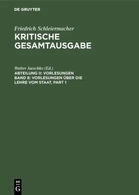 Jaeschke |  Vorlesungen über die Lehre vom Staat | eBook | Sack Fachmedien
