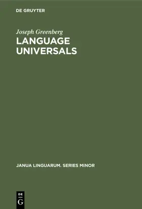 Greenberg |  Language Universals | eBook | Sack Fachmedien