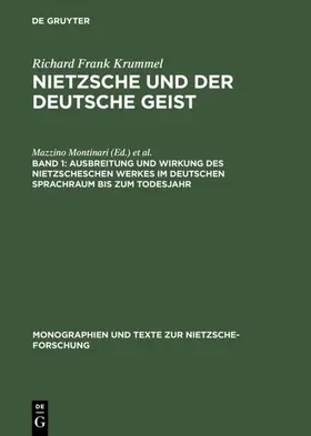 Krummel |  Ausbreitung und Wirkung des Nietzscheschen Werkes im deutschen Sprachraum bis zum Todesjahr | eBook | Sack Fachmedien