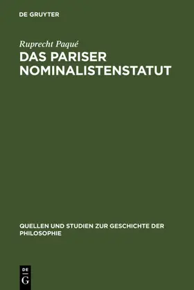 Paqué |  Das Pariser Nominalistenstatut | eBook | Sack Fachmedien