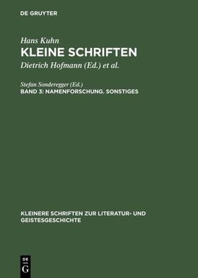 Hofmann / Kuhn / Lange |  Namenforschung. Sonstiges | eBook | Sack Fachmedien