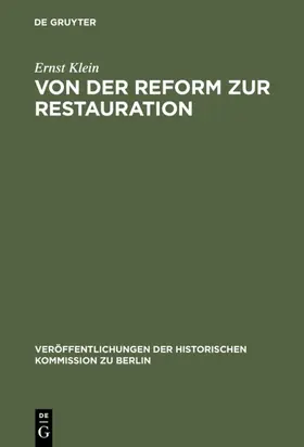 Klein | Von der Reform zur Restauration | E-Book | www.sack.de