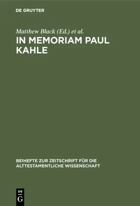 Black / Fohrer |  In Memoriam Paul Kahle | eBook | Sack Fachmedien