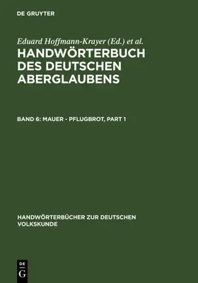 Hoffmann-Krayer / Bächtold-Stäubli |  Mauer - Pflugbrot | eBook | Sack Fachmedien