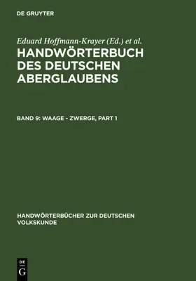 Hoffmann-Krayer / Bächtold-Stäubli | Waage - Zypresse. Nachträge A - Z | E-Book | www.sack.de