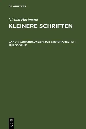 Hartmann |  Abhandlungen zur systematischen Philosophie | eBook | Sack Fachmedien