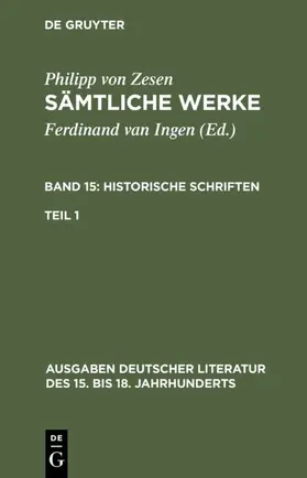 Zesen / Ingen | Historische Schriften. Erster Teil | E-Book | www.sack.de