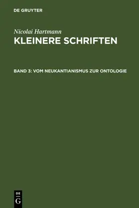 Hartmann |  Vom Neukantianismus zur Ontologie | eBook | Sack Fachmedien