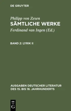Zesen / Ingen |  Lyrik II | eBook | Sack Fachmedien