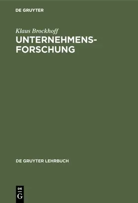 Brockhoff | Unternehmensforschung | E-Book | www.sack.de