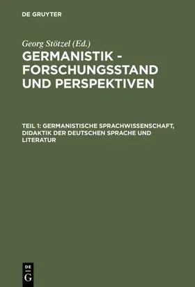 Stötzel |  Germanistische Sprachwissenschaft, Didaktik der Deutschen Sprache und Literatur | eBook | Sack Fachmedien
