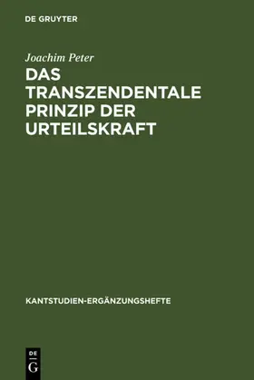 Peter |  Das transzendentale Prinzip der Urteilskraft | eBook | Sack Fachmedien