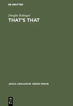 Bolinger |  That’s That | eBook | Sack Fachmedien