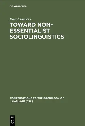 Janicki | Toward Non-Essentialist Sociolinguistics | E-Book | www.sack.de
