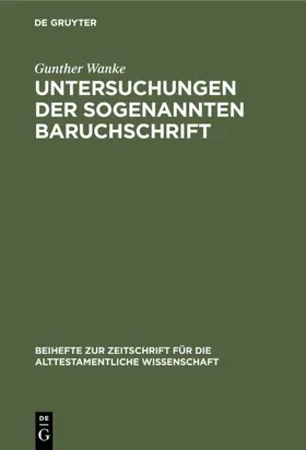 Wanke |  Untersuchungen der sogenannten Baruchschrift | eBook | Sack Fachmedien