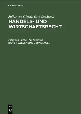 Sandrock / [unknown] / Gierke |  Allgemeine Grundlagen | eBook | Sack Fachmedien