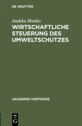Honko | Wirtschaftliche Steuerung des Umweltschutzes | E-Book | www.sack.de