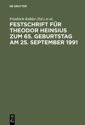 Kübler / Mertens / Werner | Festschrift für Theodor Heinsius zum 65. Geburtstag am 25. September 1991 | E-Book | sack.de
