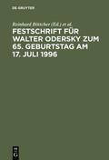 Böttcher / Hueck / Jähnke |  Festschrift für Walter Odersky zum 65. Geburtstag am 17. Juli 1996 | eBook | Sack Fachmedien