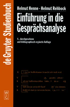 Henne / Rehbock |  Einführung in die Gesprächsanalyse | eBook | Sack Fachmedien