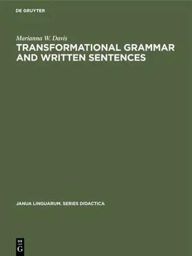 Davis |  Transformational Grammar and Written Sentences | eBook | Sack Fachmedien