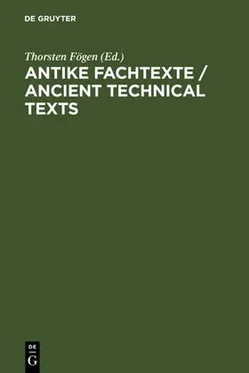 Fögen | Antike Fachtexte / Ancient Technical Texts | E-Book | www.sack.de