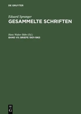 Bähr |  Briefe 1901–1963 | eBook | Sack Fachmedien