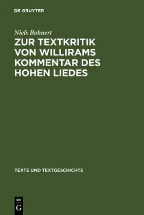 Bohnert |  Zur Textkritik von Willirams Kommentar des Hohen Liedes | eBook | Sack Fachmedien
