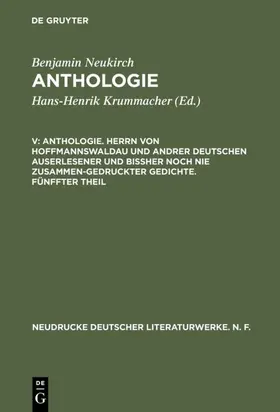 Neukirch / Metzger |  Anthologie. Herrn von Hoffmannswaldau und andrer Deutschen auserlesener und bißher noch nie zusammen-gedruckter Gedichte. Fünffter Theil | eBook | Sack Fachmedien