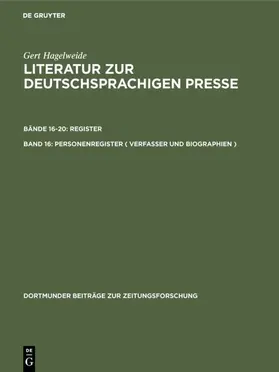Hagelweide |  Personenregister ( Verfasser und Biographien ) | eBook | Sack Fachmedien