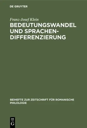 Klein |  Bedeutungswandel und Sprachendifferenzierung | eBook | Sack Fachmedien