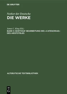 King | Boethius' Bearbeitung des »Categoriae« des Aristoteles | E-Book | www.sack.de