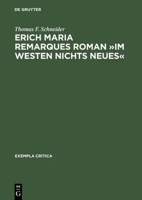 Schneider | Erich Maria Remarques Roman »Im Westen nichts Neues« | E-Book | www.sack.de