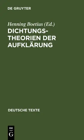 Boetius |  Dichtungstheorien der Aufklärung | eBook | Sack Fachmedien