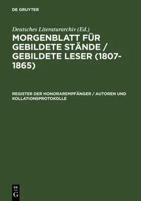  Register der Honorarempfänger / Autoren und Kollationsprotokolle | eBook | Sack Fachmedien