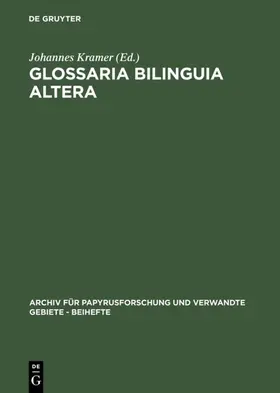 Kramer |  Glossaria bilinguia altera | eBook | Sack Fachmedien