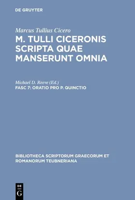 Marcus Tullius Cicero / Reeve |  Oratio pro P. Quinctio | eBook | Sack Fachmedien