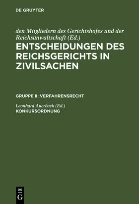 Auerbach | Konkursordnung | Buch | 978-3-11-098745-4 | www.sack.de