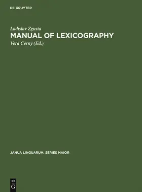 Zgusta |  Manual of lexicography | Buch |  Sack Fachmedien
