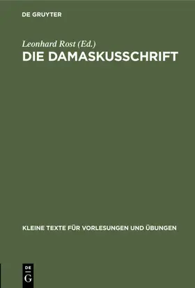 Rost |  Die Damaskusschrift | Buch |  Sack Fachmedien