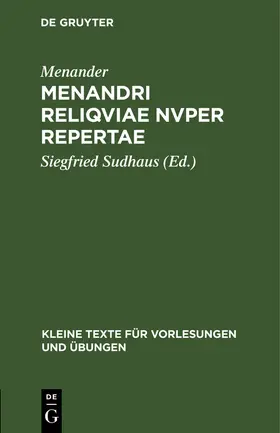 Menander / Sudhaus |  Menandri reliqviae nvper repertae | Buch |  Sack Fachmedien